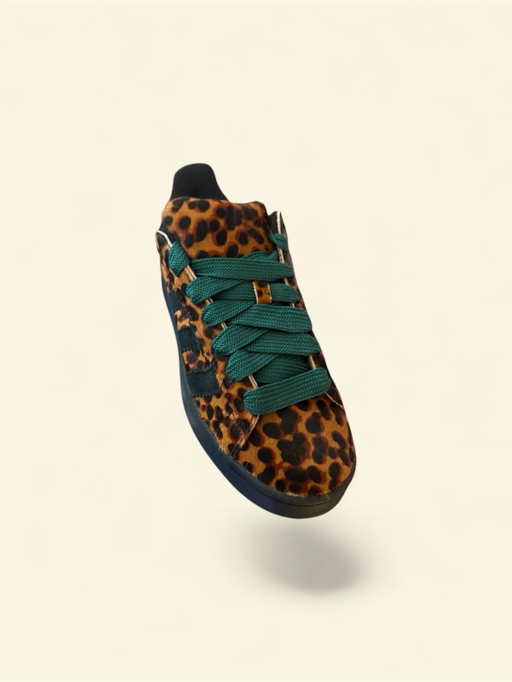 Leopard Print Low-Top Sneaker with Green Laces